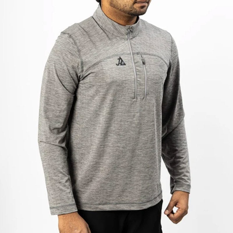 Gray JAG men's UPF 50+ Summit Seeker Series full sleeves T-shirt with a relaxed fit, ideal for outdoor activities.