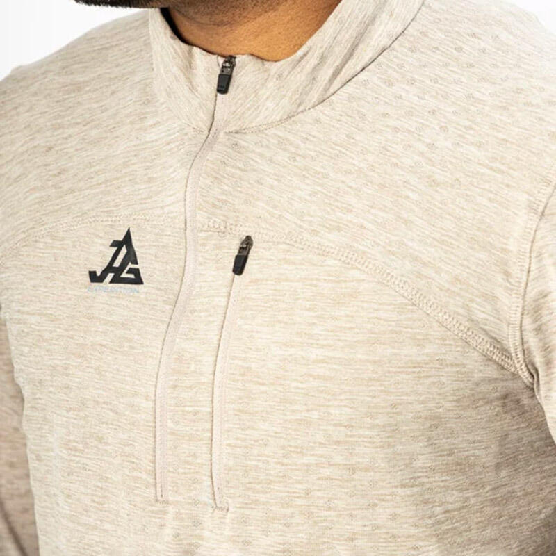 JAG men's UPF 50+ Summit Seeker Series full sleeves T-shirt in beige, lightweight and sun-protective for outdoor activities