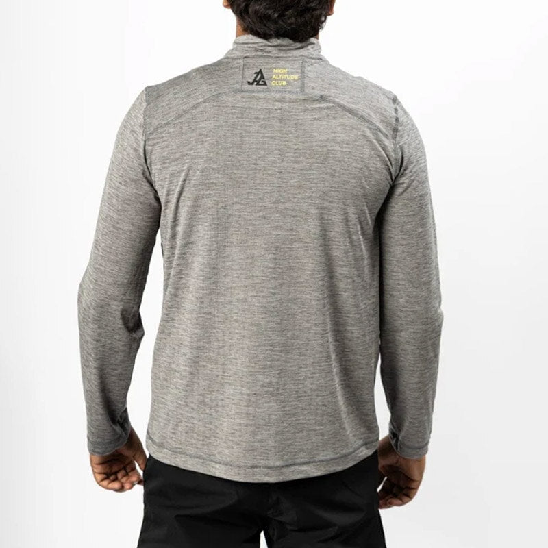 Gray JAG men's UPF 50+ Summit Seeker Series full sleeves T-shirt, showcasing the lightweight fabric and comfortable fit.
