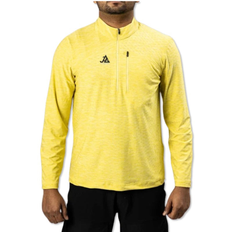 Yellow JAG men's UPF 50+ Summit Seeker Series long-sleeve T-shirt, lightweight and sun protection for outdoor activities.