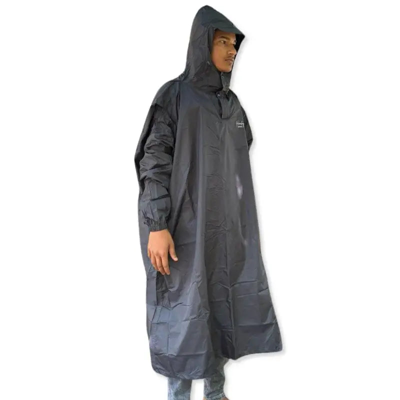 Jag Unisex Himalayan Leopard Pack and Go Foldable Poncho - Jet Black - Rain Jacket