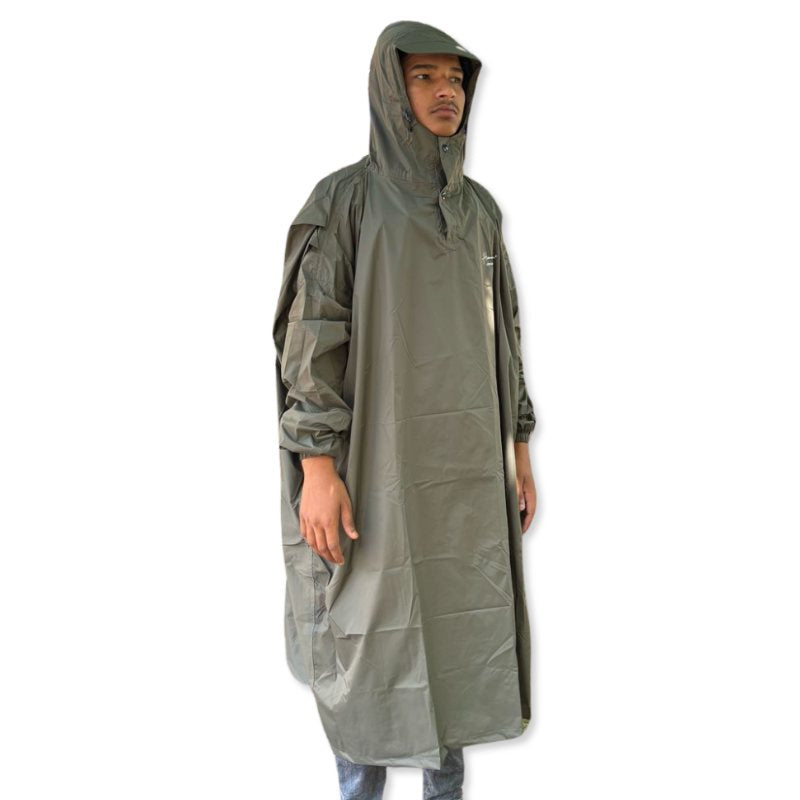 Jag Unisex Himalayan Leopard Pack and Go Foldable Poncho - Olive Green - Rain Jacket