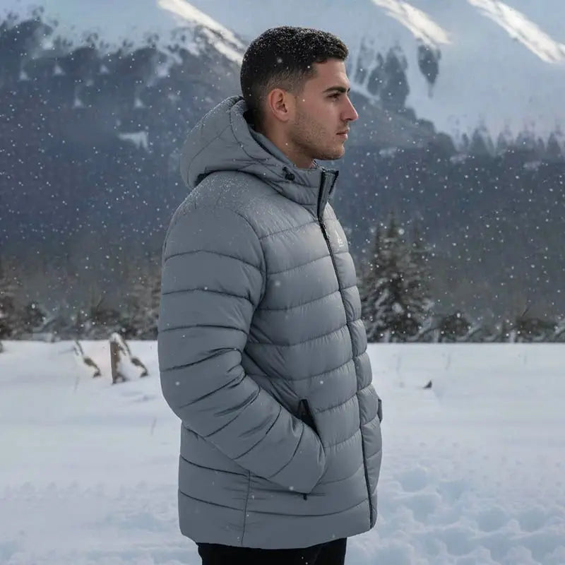 Unisex JAG Shivalik Series ultra-light polyfill jacket with heavy insulation, designed for extreme cold weather, shown in gray.