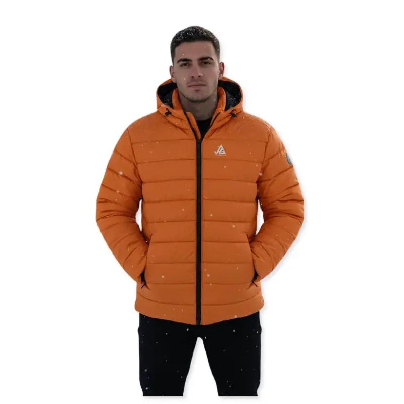 JAG Unisex Shivalik Series ultra-light polyfill jacket with heavy insulation in orange, designed for extreme cold weather.
