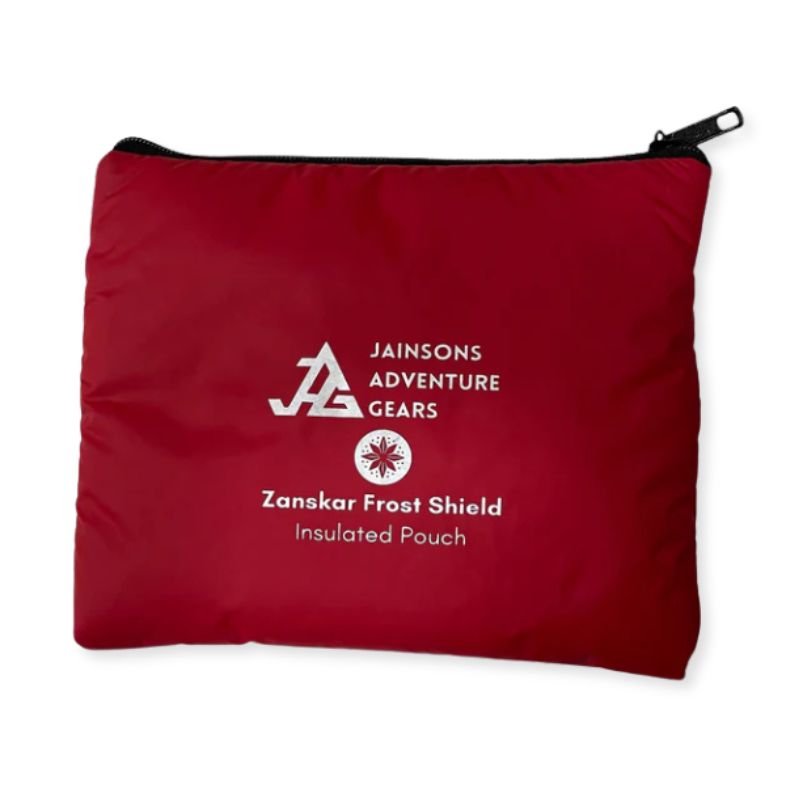 Red JAG Zanskar Frost Shield insulated pouch for equipment storage, featuring a durable design and padded insulation.
