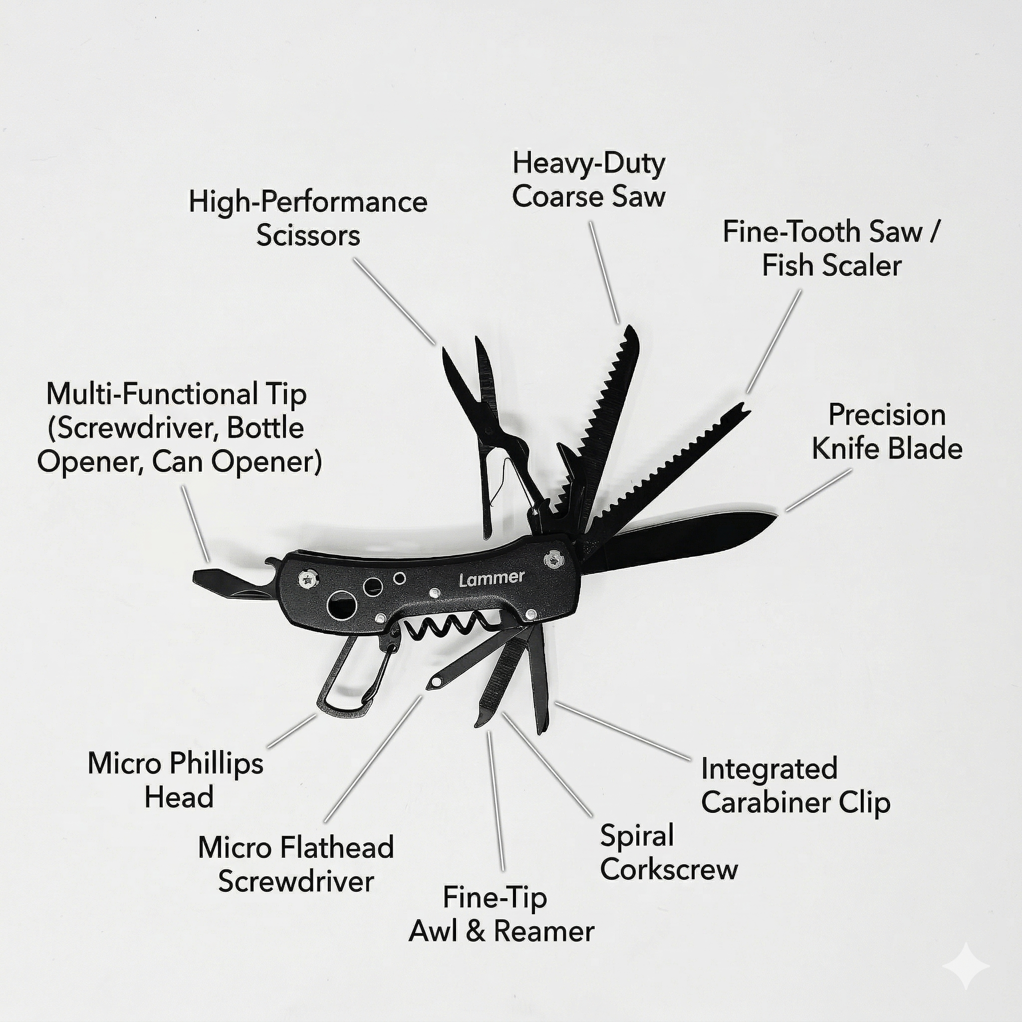 Lammer Compact Outdoor Multi-Utility Tool with Pouch