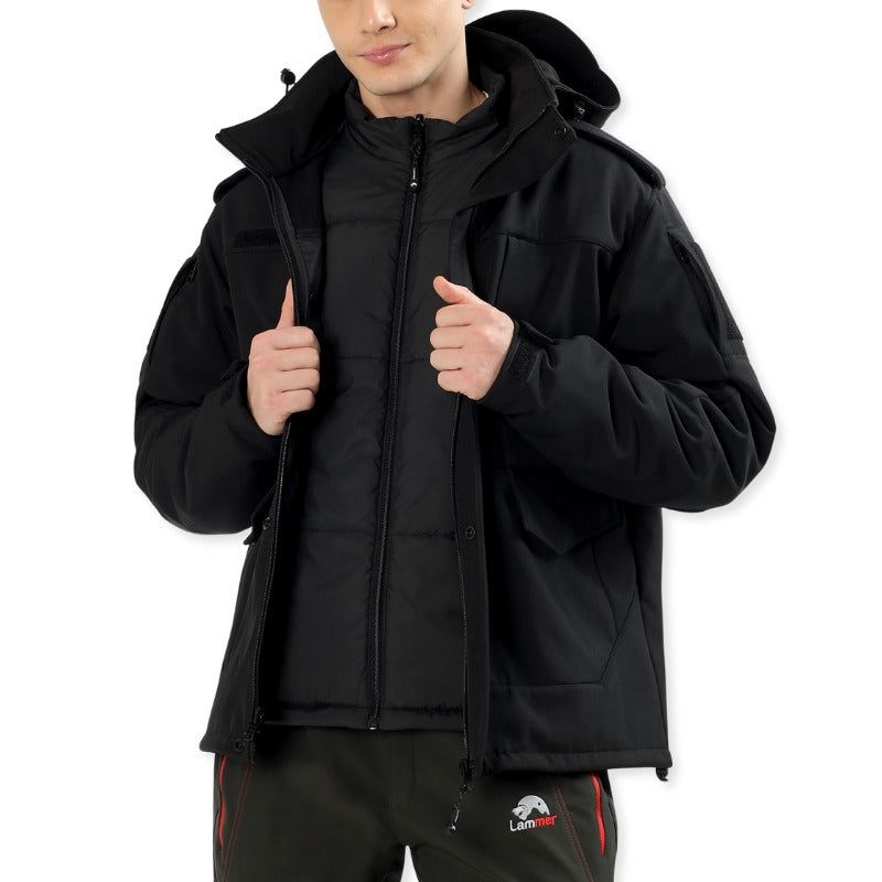 Lammer Men’s 2 in 1 Army Waterproof Down Jacket - Black / M - Jackets