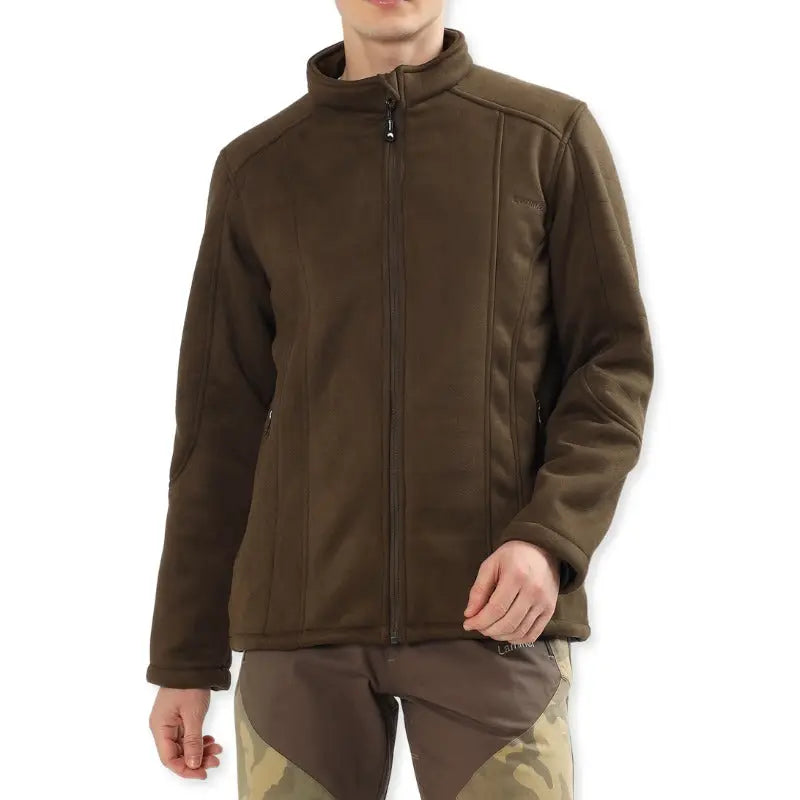 Lammer Men’s Bonded Velvet Fleece Jacket with Coral Fleece Lining - Brown / M - Fleece