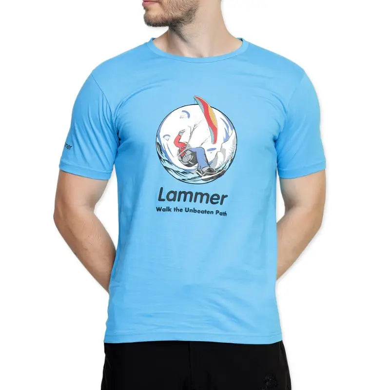 Lammer Men’s Cotton Parachute Printed T-shirt - Skyblue / S - T-shirt