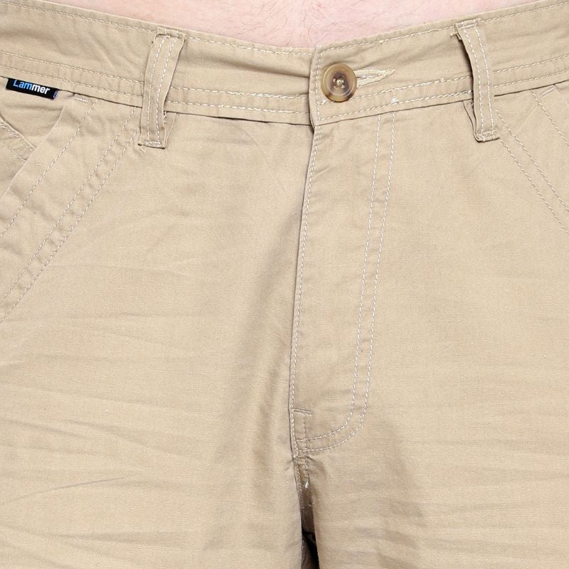 Lammer Men’s Cotton Silm-Fit Solid Three Fourth Shorts - Shorts