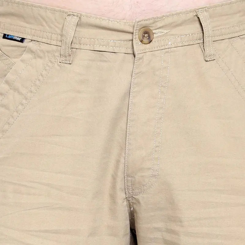 Lammer Men’s Cotton Silm-Fit Solid Three Fourth Shorts - Shorts