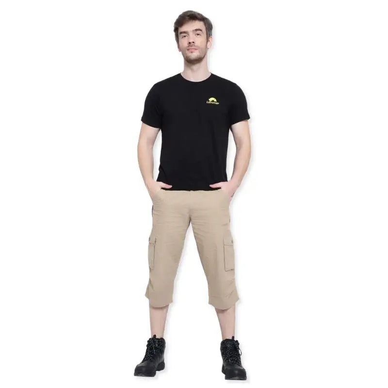 Lammer Men’s Cotton Silm-Fit Solid Three Fourth Shorts - Shorts
