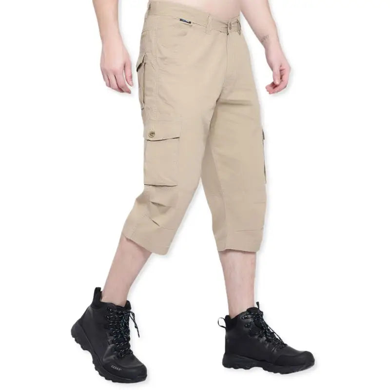 Lammer Men’s Cotton Silm-Fit Solid Three Fourth Shorts - Shorts