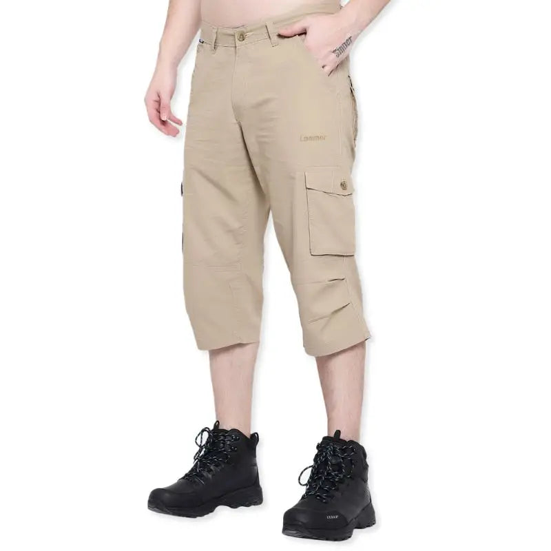 Lammer Men’s Cotton Silm-Fit Solid Three Fourth Shorts - Shorts