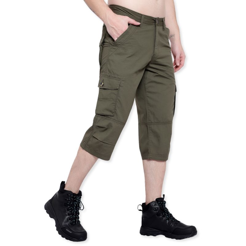 Lammer Men’s Cotton Silm-Fit Solid Three Fourth Shorts - Shorts