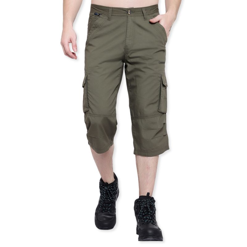 Lammer Men’s Cotton Silm-Fit Solid Three Fourth Shorts - Green / S - Shorts