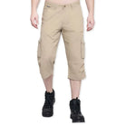 Lammer Men’s Cotton Silm-Fit Solid Three Fourth Shorts - Khaki / S - Shorts