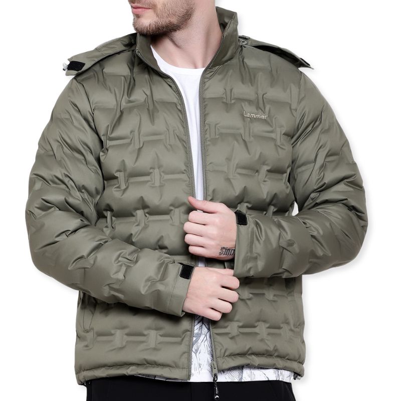 Lammer Men’s Down Omni Heat Jacket with Hood - Green / L - Winter Jacket