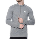 Lammer Men’s Dry Fit Full Sleeves with Half Zip T-shirt - Gray / M - T-shirt
