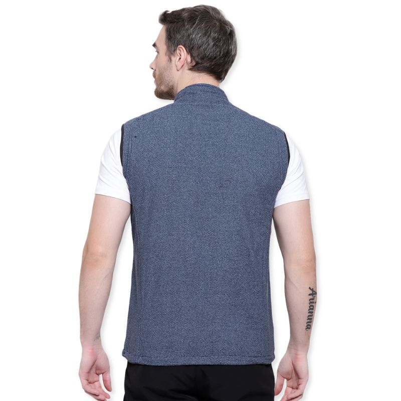 Lammer men's fleece sleeveless vest jacket in gray, showing the front view with a high collar and zip closure.