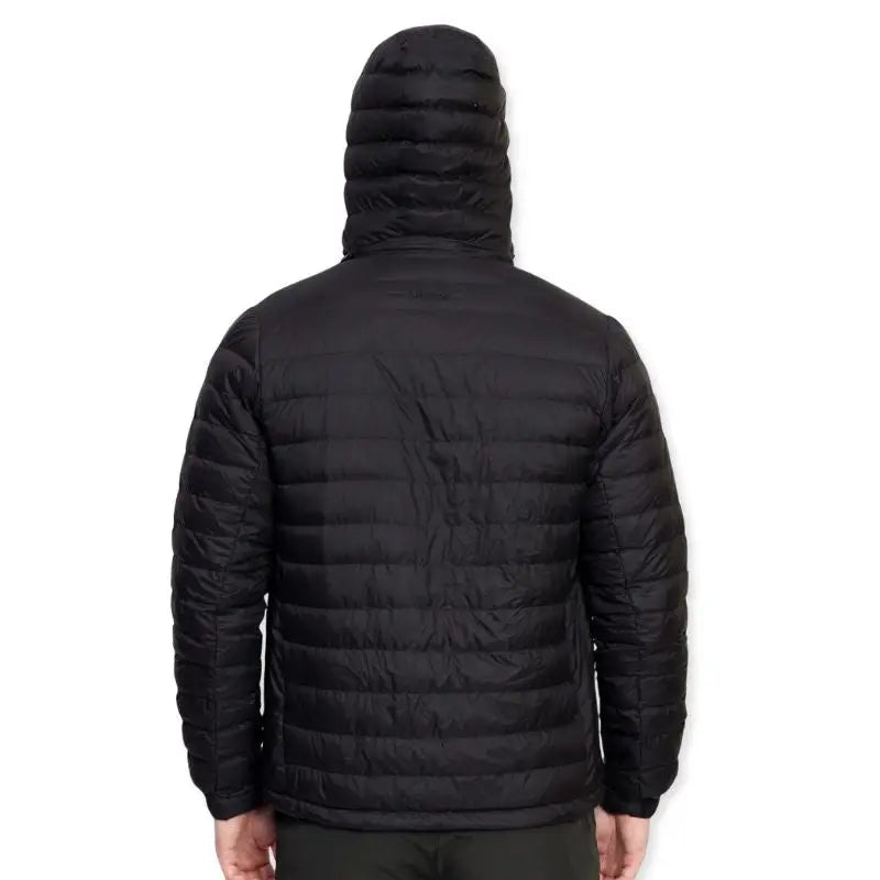 Lammer men's full sleeves down jacket with hood, featuring a sleek design and quilting for warmth and style.