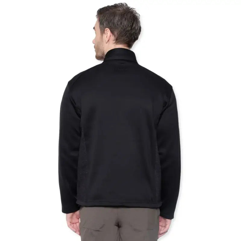 Lammer men's full zip fleece jacket in black, featuring a soft fleece material and a stand-up collar for casual warmth.