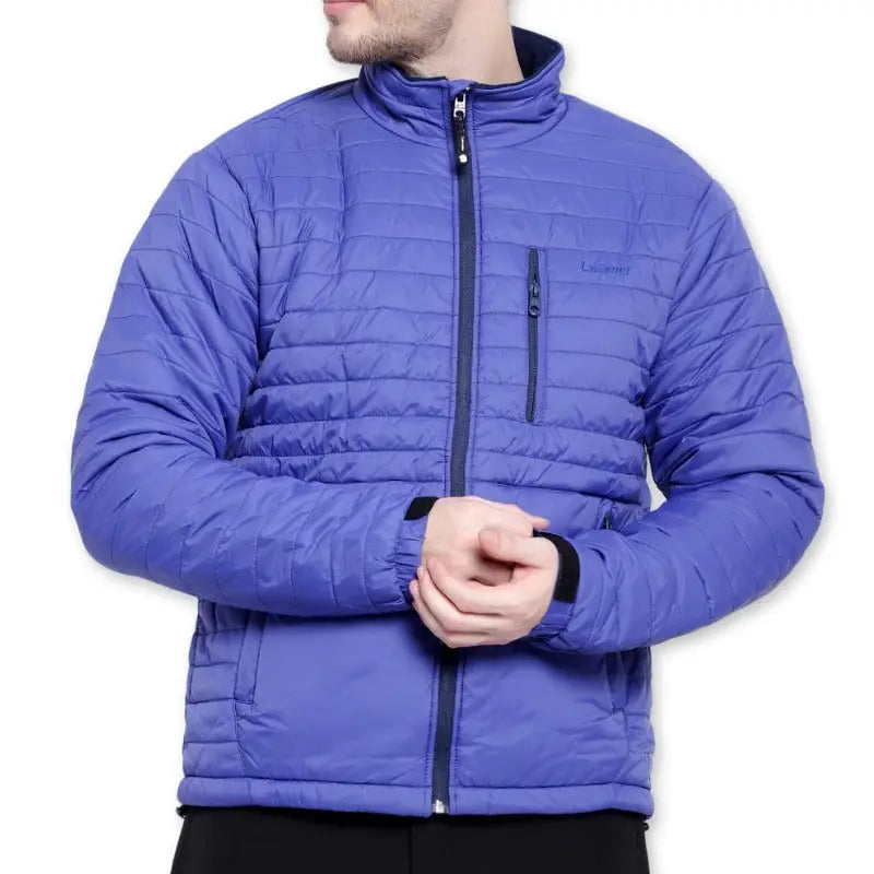 Lammer men's poly fleece full zip jacket in royal blue with a stand collar and front zipper, soft fleece material.