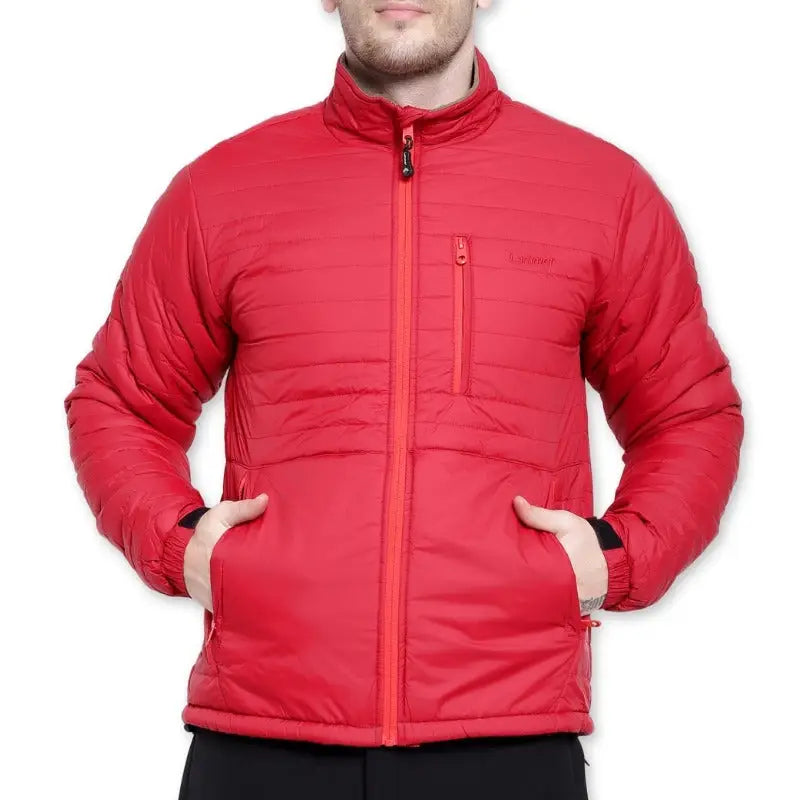 Lammer men's poly fleece full zip jacket in red, showcasing the soft fleece material and front zipper closure.