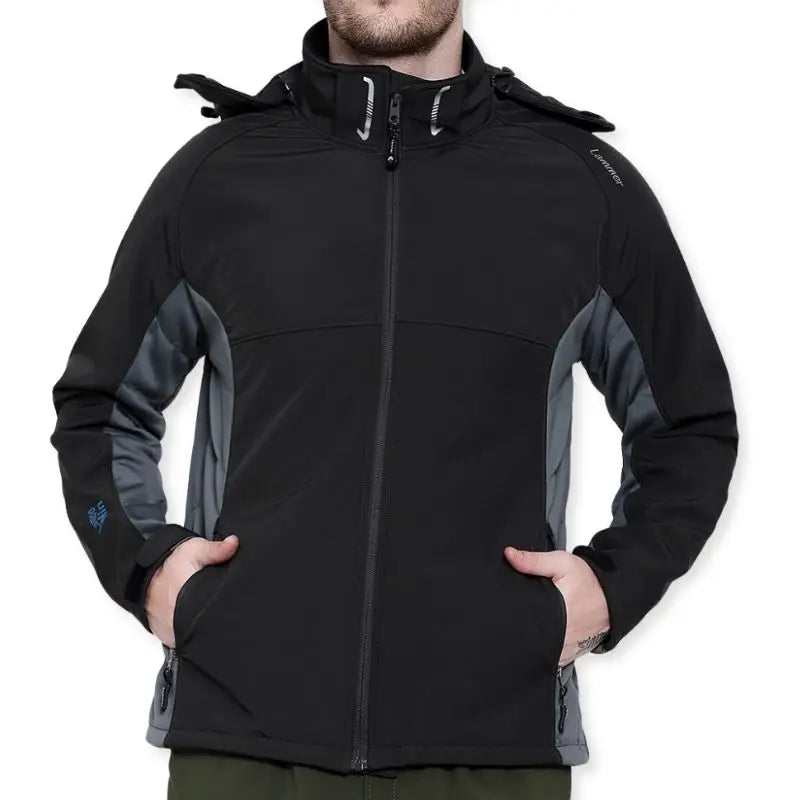 Lammer Men’s Soft-Shell Full Sleeves Jacket - Black-Grey / M - Winter Jacket