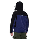 Lammer men's soft shell fleece hood jacket in black with blue accents, featuring a zip-up front and adjustable hood.