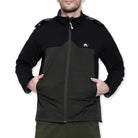 Lammer men's soft shell fleece hood jacket in black and green, featuring a full zip and adjustable hood for outdoor wear.