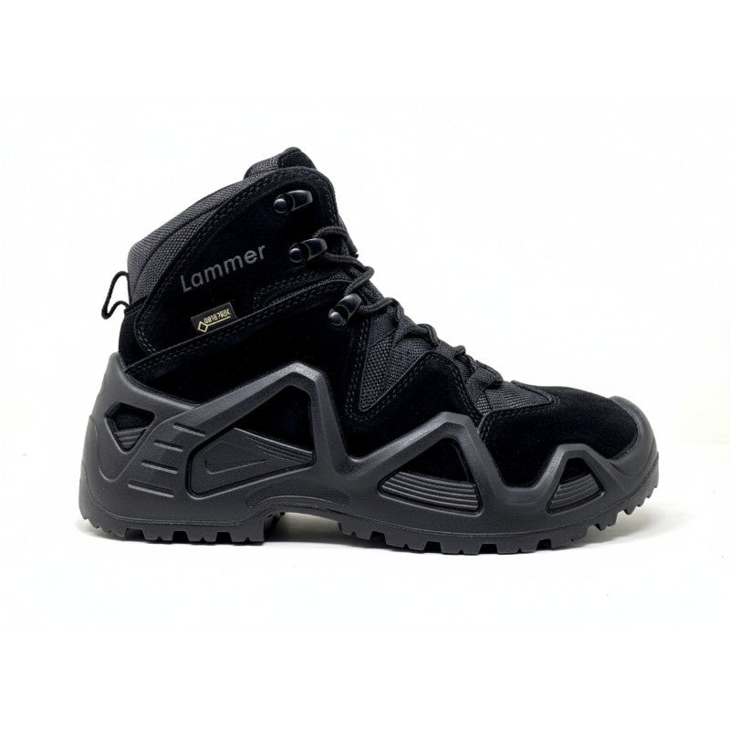 Lammer Men's Tactical-3 Mid Ankle Shoes in black, showcasing durable tactical design and supportive mid-ankle style.