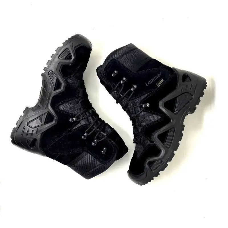 Lammer Men's Tactical-4 High Ankle Shoes in black, showcasing durable construction and sturdy high-top design for tactical use.
