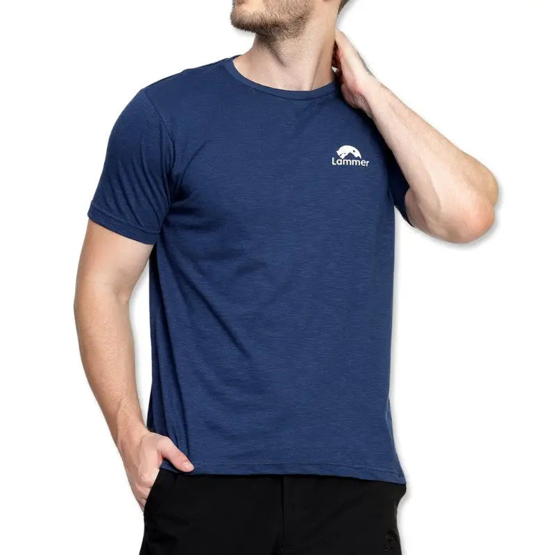 Lammer Men’s Tri Slub Cotton Printed T-shirt - Blue / S - T-shirt