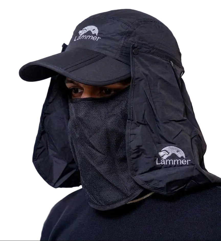 Lammer Summit Seeker Outdoor UV Cap Convertible Face & Neck Cover - Black / One Size - Headwear