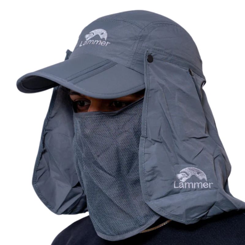 Lammer Summit Seeker Outdoor UV Cap Convertible Face & Neck Cover - Steel grey / One Size - Headwear