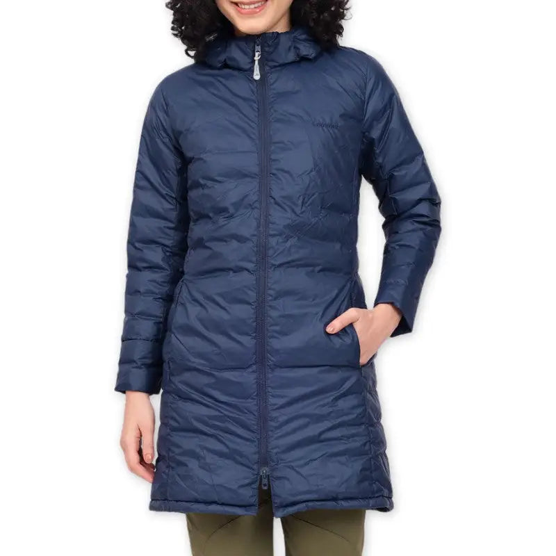 Lammer Womens Long Poly Jacket With Detachable Hood - Navy / M - Wind Jacket