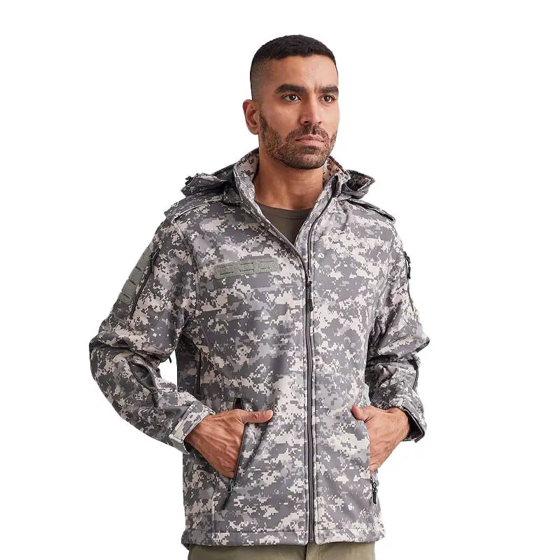 MountMiller Men’s 12 Zip Softshell Wind Proof Lycra Jacket - GREYDIGITAL / S - Jacket