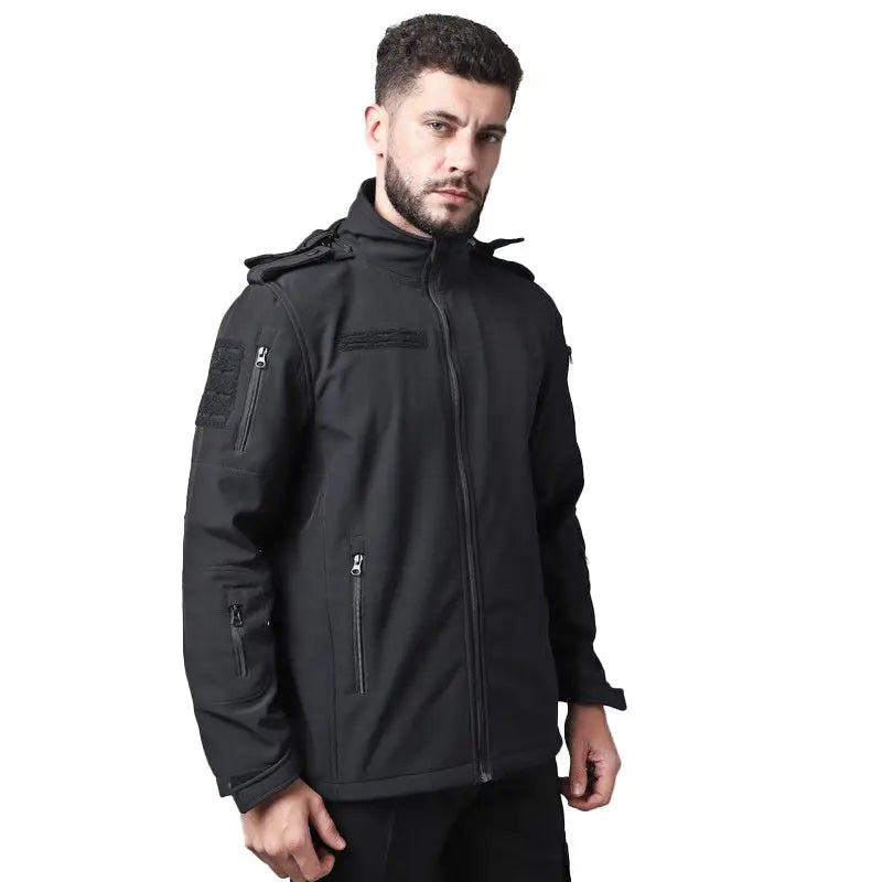 MountMiller Men’s 12 Zip Softshell Wind Proof Lycra Jacket - Black / S - Jacket