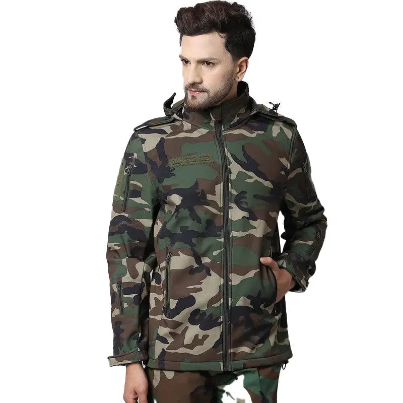 MountMiller Men’s 12 Zip Softshell Wind Proof Lycra Jacket - Woodland / S - Jacket