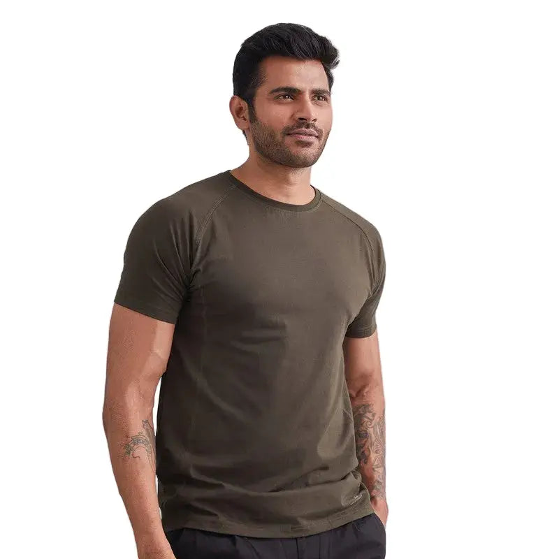 MountMiller Men’s Raglan Half Sleeves T-Shirt - Olive Green / S - T-shirt
