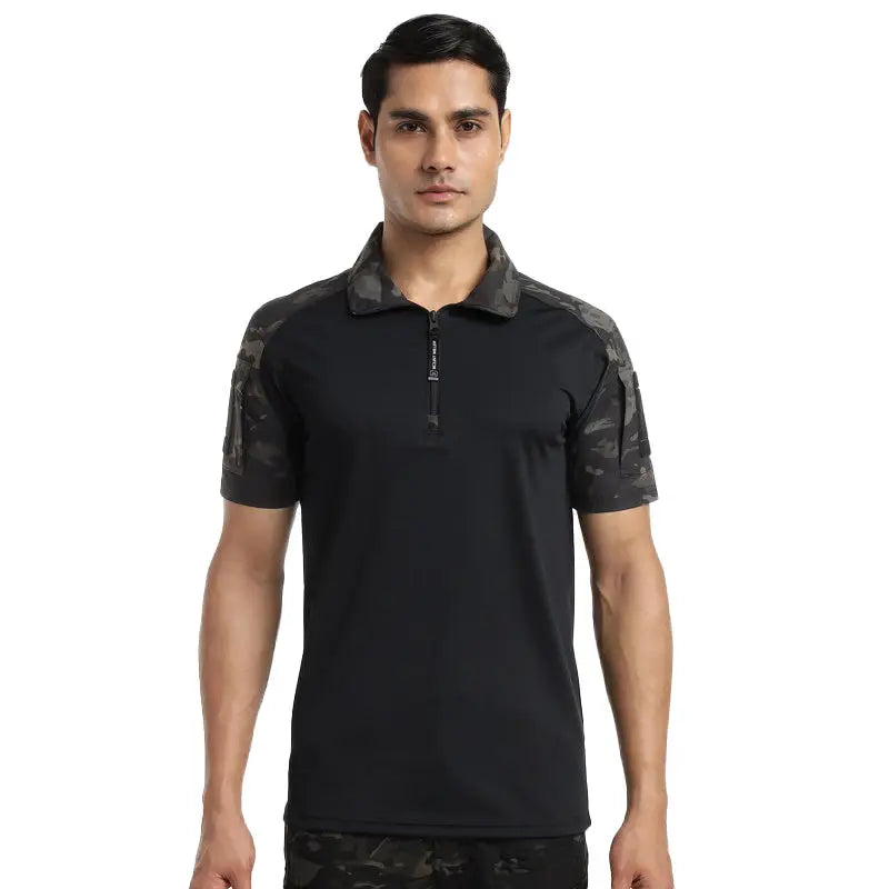 MountMiller Men’s Short Sleeves Tactical T-shirt - BLACKMULTICAM / S - T-shirt