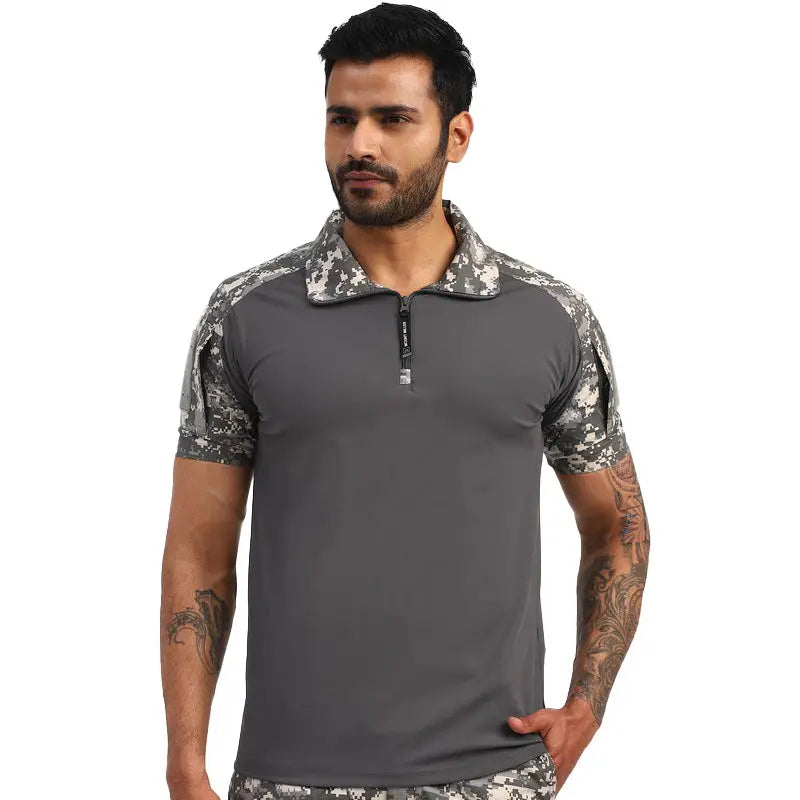 MountMiller Men’s Short Sleeves Tactical T-shirt - GREYDIGITAL / S - T-shirt