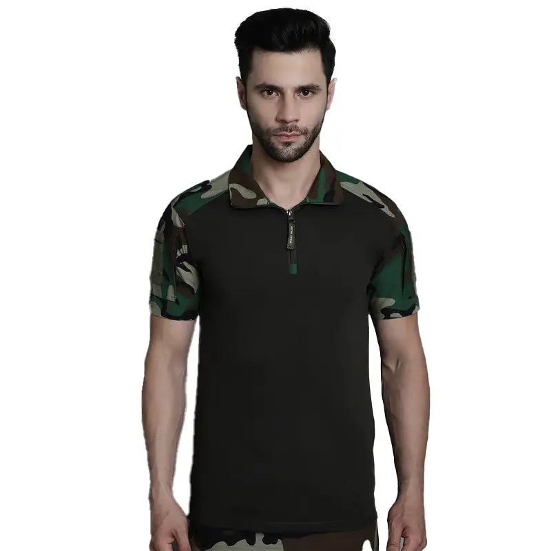 MountMiller Men’s Short Sleeves Tactical T-shirt - Woodland / S - T-shirt