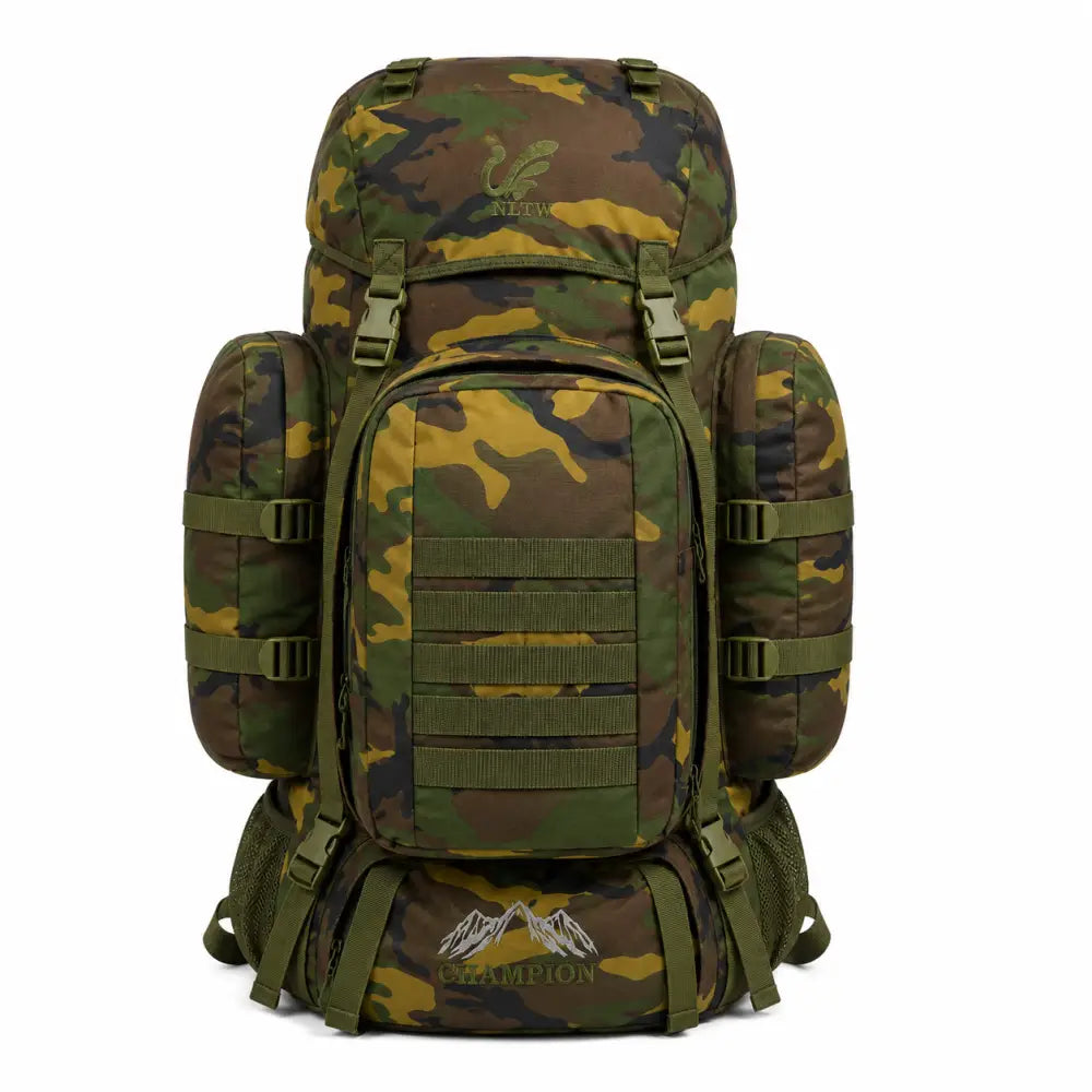 NLTW Adventure Camo Backpack 95 Litres Heavy-Duty Outdoor & Camping Rucksack - Woodland / 95 Litres - Rucksack
