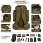 NLTW Adventure Travel 95 Litres Backpack Heavy-Duty Multi-Compartment Rucksack - Green / 95 Litres - Rucksack