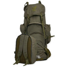 NLTW Compact Expedition 95L military-style outdoor rucksack with external utility pockets, green color, tactical design, and sturdy straps.