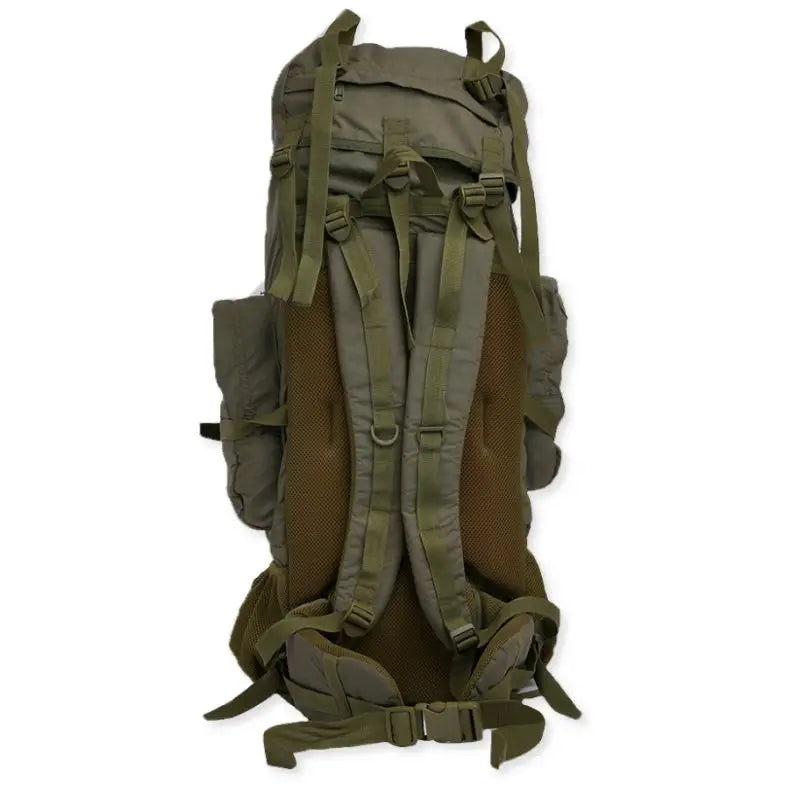 NLTW Compact Expedition 95 Lites backpack in olive green, military-style outdoor rucksack with external utility pockets.