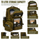 NLTW Expedition Tactical 55 Litres Rucksack Heavy-Duty Outdoor Backpack - Olive Green / 55 Litres - Backpack