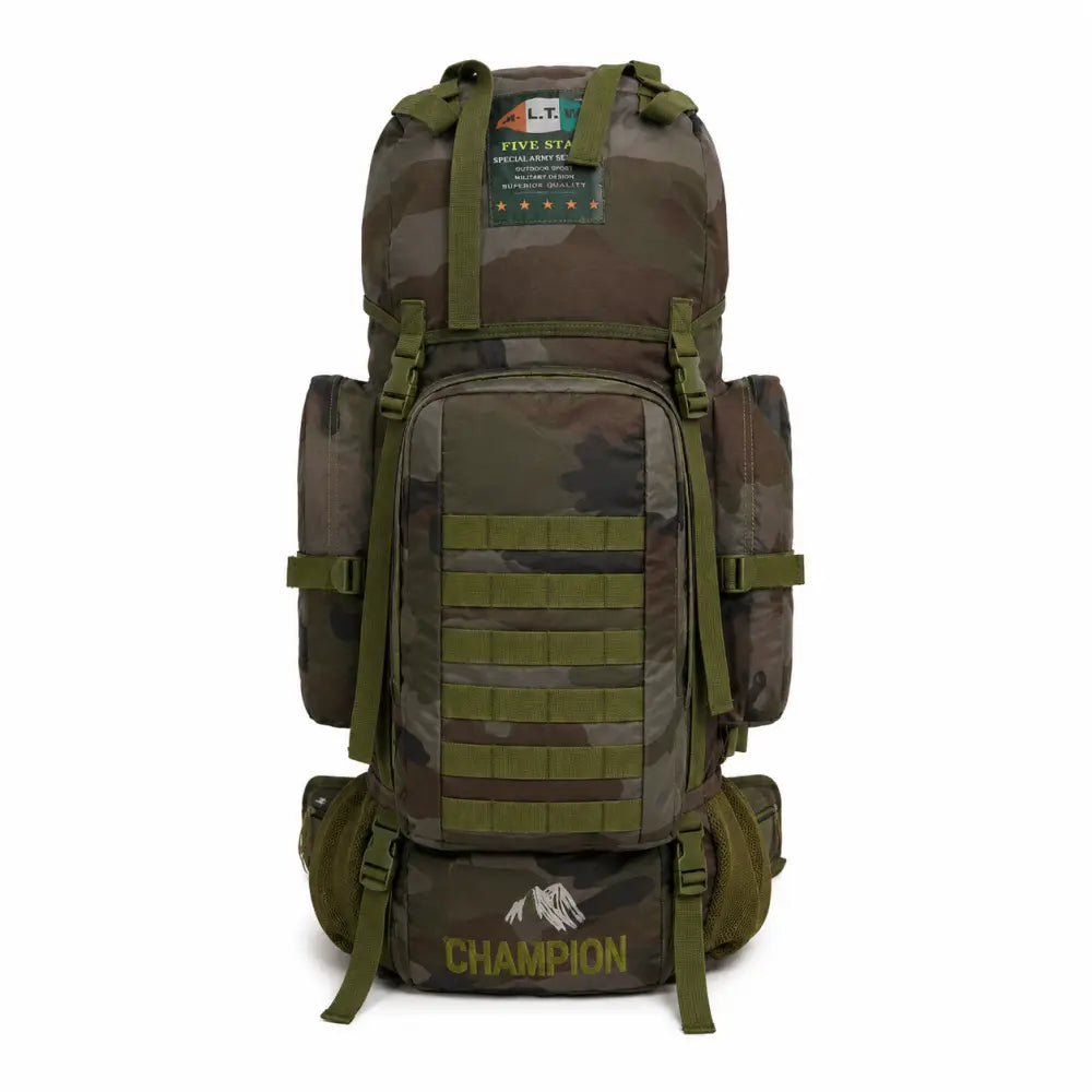 NLTW Load-Bearing 95 Litres Tactical Backpack Military-Style Outdoor Rucksack with Multiple Utility Pouches - UK PRINT